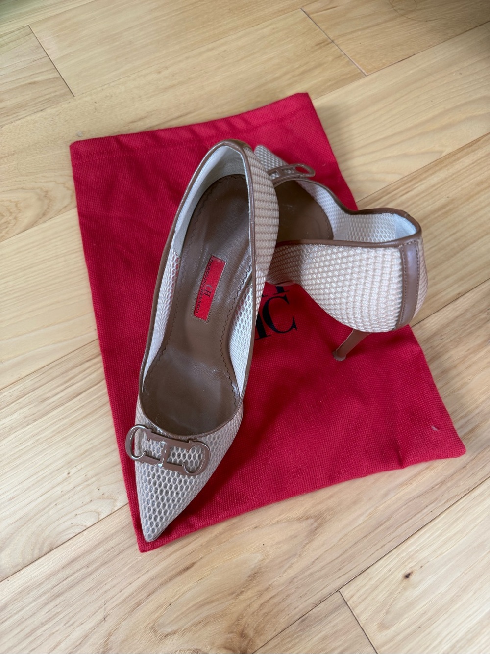 Textured Pointed-Toe High Heels in Taupe - Picture 8 of 16